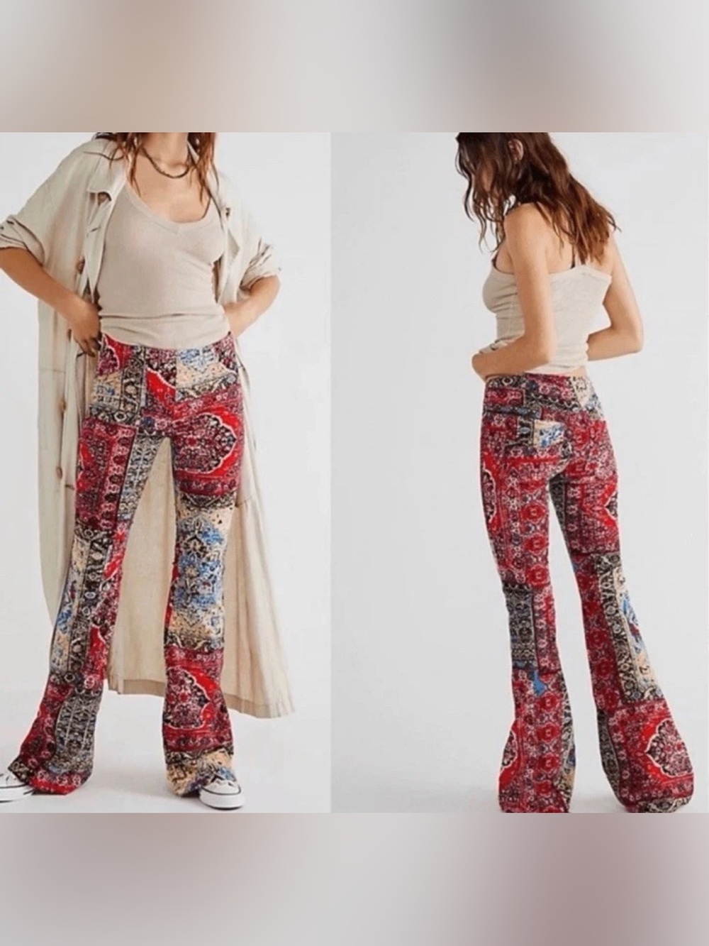 30 Free People Penny Paisley Patchwork Pull On Pants - Size 26